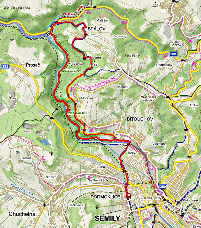 Mapa trasy - orientační